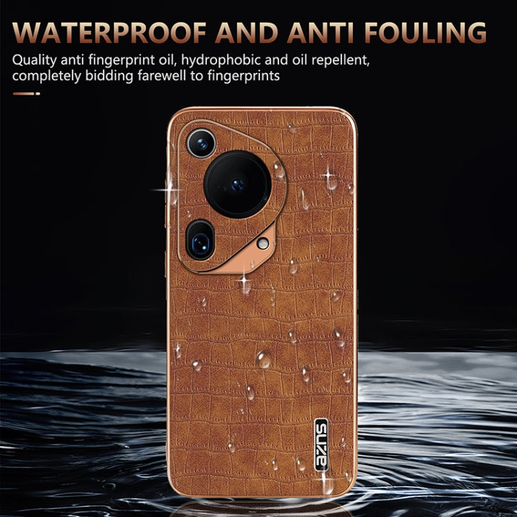 For Huawei Pura 70 Ultra AZNS Electroplated Frame Crocodile Texture Full Coverage Phone Case(Black) - Huawei Cases by AZNS | Online Shopping South Africa | PMC Jewellery | Buy Now Pay Later Mobicred