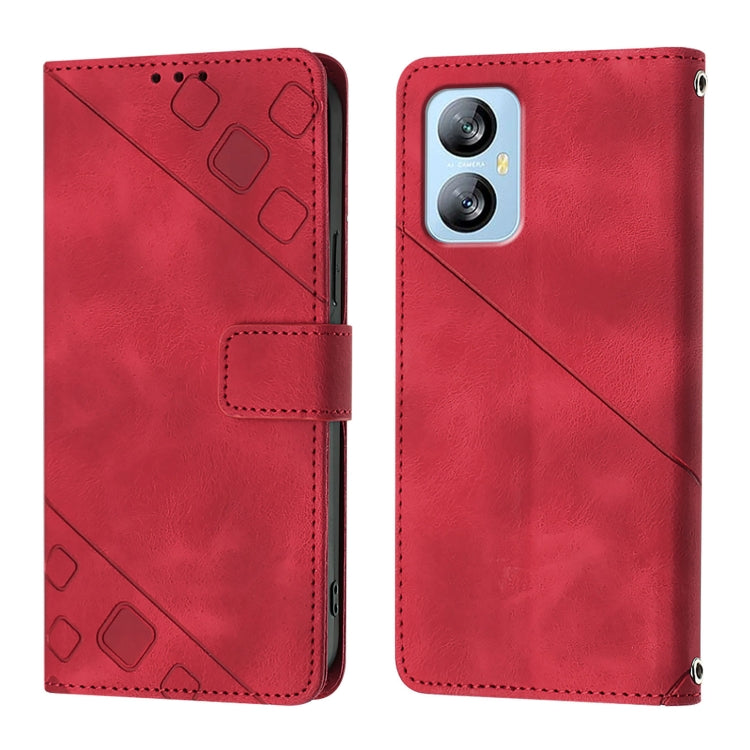 For Blackview A52 Skin Feel Embossed Leather Phone Case(Red) - More Brand by PMC TechLife | Online Shopping South Africa | PMC TechLife | Buy Now Pay Later Mobicred