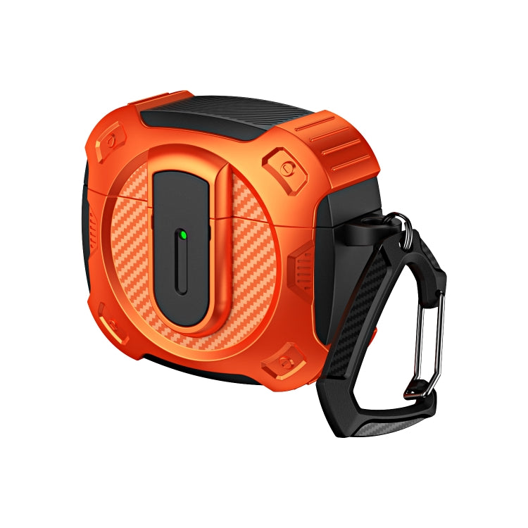 For AirPods 4 Lock Shockproof Bluetooth Earphone Protective Case(Black Orange) - For AirPods 4 by PMC Jewellery | Online Shopping South Africa | PMC Jewellery | Buy Now Pay Later Mobicred