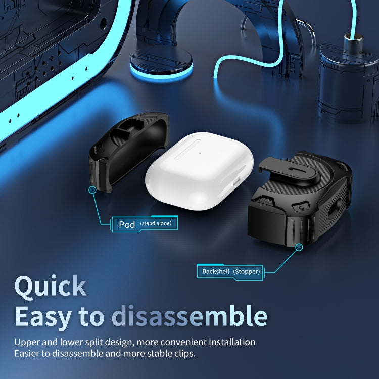 For AirPods 4 Lock Shockproof Bluetooth Earphone Protective Case(Black Blue) - For AirPods 4 by PMC Jewellery | Online Shopping South Africa | PMC Jewellery | Buy Now Pay Later Mobicred