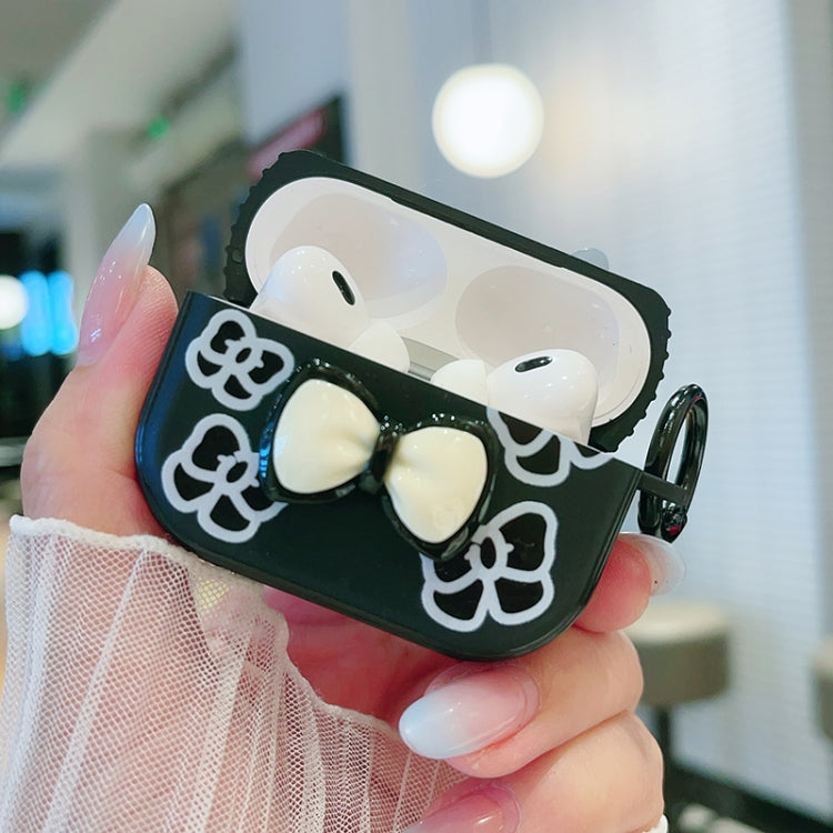 For AirPods 2 / 1 3D Colorful Pattern Bluetooth Earphone Protective Case(Black Flower) - For AirPods 1/2 by PMC Jewellery | Online Shopping South Africa | PMC Jewellery | Buy Now Pay Later Mobicred