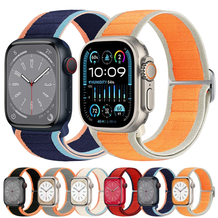 For Apple Watch Ultra 2 49mm Nylon Elastic Buckle Watch Band(Black Orange) - Watch Bands by PMC Jewellery | Online Shopping South Africa | PMC Jewellery | Buy Now Pay Later Mobicred