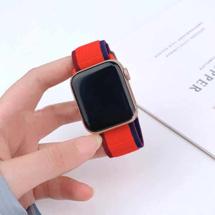 For Apple Watch Ultra 49mm Nylon Elastic Buckle Watch Band(Black Orange) - Watch Bands by PMC Jewellery | Online Shopping South Africa | PMC Jewellery | Buy Now Pay Later Mobicred