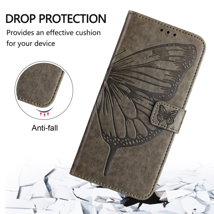 For Blackview A52 Embossed Butterfly Leather Phone Case(Grey) - More Brand by PMC TechLife | Online Shopping South Africa | PMC TechLife | Buy Now Pay Later Mobicred