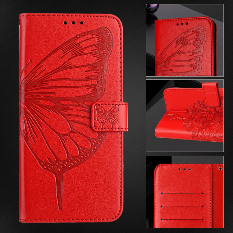 For Blackview A52 Embossed Butterfly Leather Phone Case(Red) - More Brand by PMC TechLife | Online Shopping South Africa | PMC TechLife | Buy Now Pay Later Mobicred
