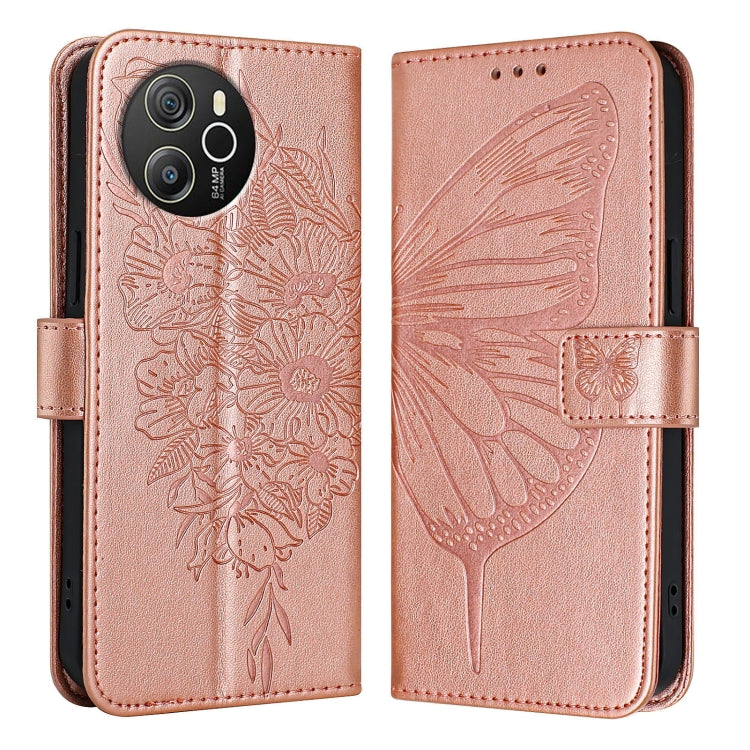 For Blackview Shark 8 Embossed Butterfly Leather Phone Case(Rose Gold) - More Brand by PMC TechLife | Online Shopping South Africa | PMC TechLife | Buy Now Pay Later Mobicred