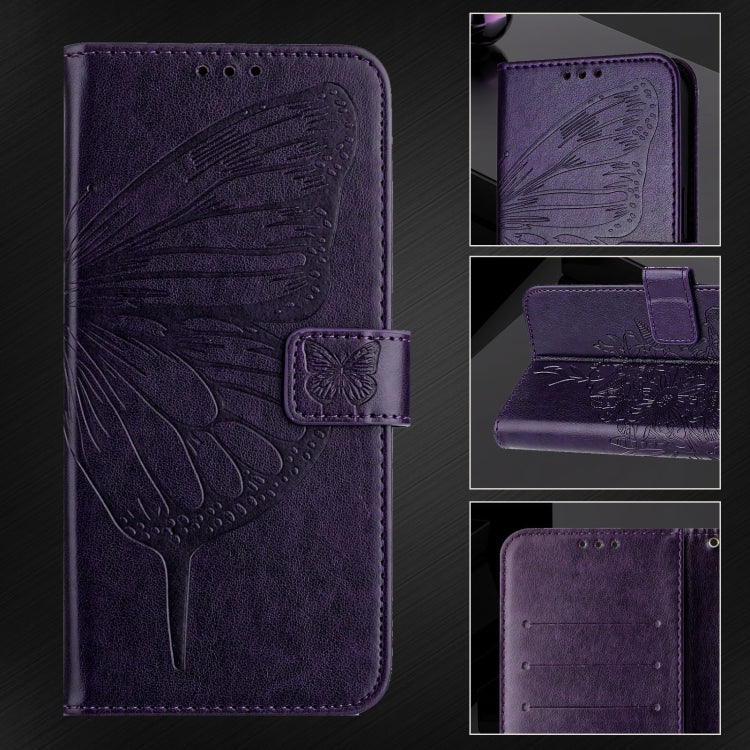 For Blackview Wave 6C Embossed Butterfly Leather Phone Case(Dark Purple) - More Brand by PMC TechLife | Online Shopping South Africa | PMC TechLife | Buy Now Pay Later Mobicred
