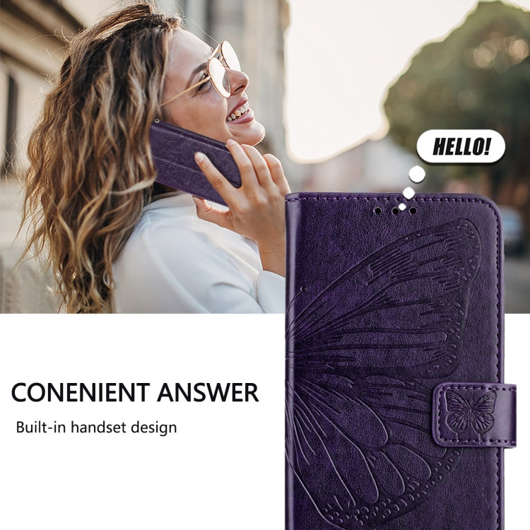 For Blackview Wave 6C Embossed Butterfly Leather Phone Case(Dark Purple) - More Brand by PMC TechLife | Online Shopping South Africa | PMC TechLife | Buy Now Pay Later Mobicred
