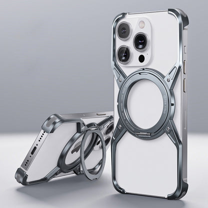 For iPhone 15 Pro Max Aluminum Alloy Frameless 360-Degree Rotating Phone Case(Grey) - iPhone 15 Pro Max Cases by PMC Jewellery | Online Shopping South Africa | PMC Jewellery | Buy Now Pay Later Mobicred