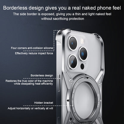 For iPhone 15 Pro Max Aluminum Alloy Frameless 360-Degree Rotating Phone Case(Grey) - iPhone 15 Pro Max Cases by PMC Jewellery | Online Shopping South Africa | PMC Jewellery | Buy Now Pay Later Mobicred