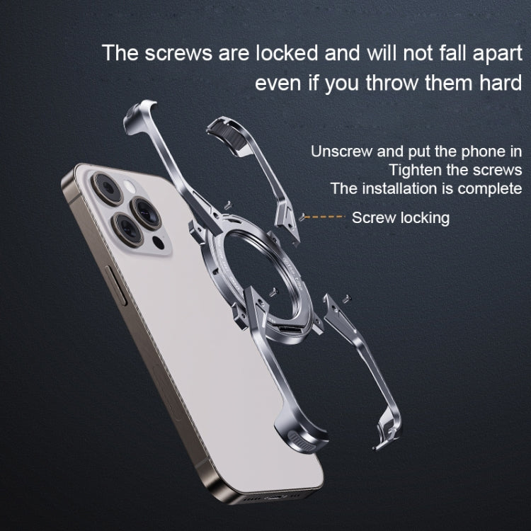For iPhone 13 / 14 / 15 Aluminum Alloy Frameless 360-Degree Rotating Phone Case(Silver) - free shipping - PMC Jewellery - Order now!