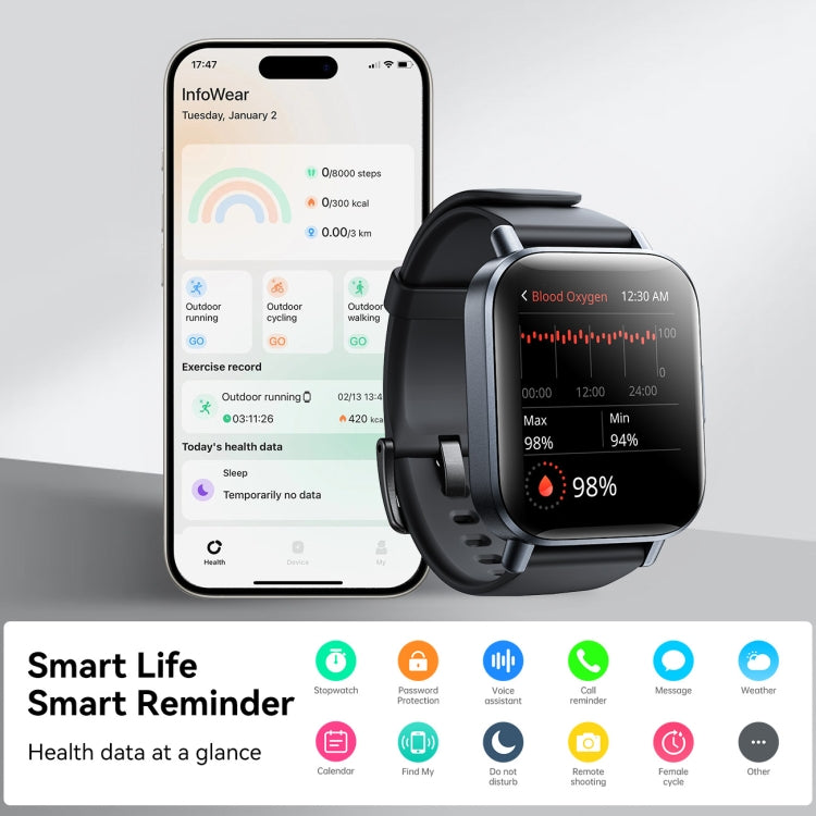 JOYROOM Fit-life Series JR-FT3S 1.96 inch Bluetooth Call Smart Watch Supports Sleep Monitoring(Space Grey) - Smart Watches by JOYROOM | Online Shopping South Africa | PMC Jewellery | Buy Now Pay Later Mobicred