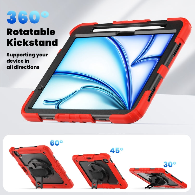 For iPad Air 11 2025 / 2024 Silicone Hybrid PC Tablet Case with Shoulder Strap(Red) - iPad Air 11 2025 / 2024 Cases by PMC TechLife | Online Shopping South Africa | PMC TechLife | Buy Now Pay Later Mobicred