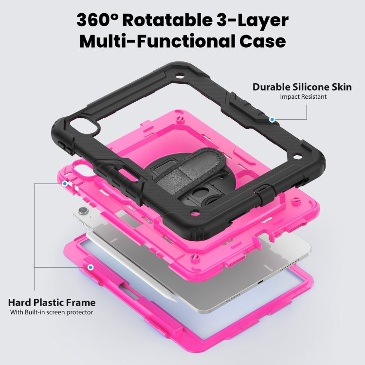 For iPad Air 11 2024 Silicone Hybrid PC Tablet Case with Shoulder Strap(Rose Red + Black) - iPad Air 11 2024 Cases by PMC TechLife | Online Shopping South Africa | PMC TechLife | Buy Now Pay Later Mobicred
