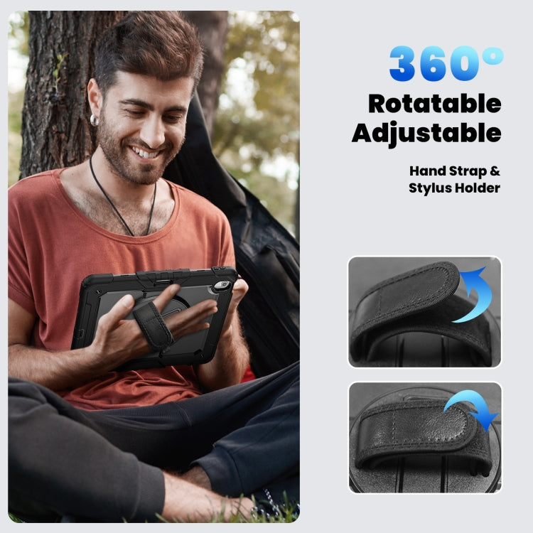For iPad Air 13 2025 / 2024 Turntable Holder Silicone Hybrid PC Tablet Case with Shoulder Strap(Black) - free shipping - PMC TechLife - Order now!
