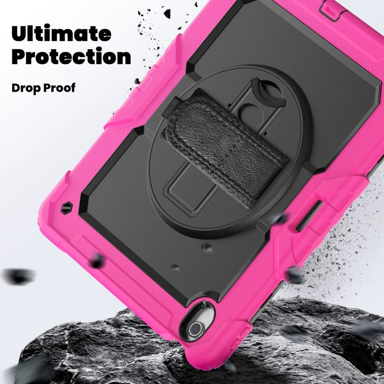 For iPad Air 13 2024 Silicone Hybrid PC Tablet Case with Shoulder Strap(Black + Rose Red) - iPad Air 13 2024 Cases by PMC TechLife | Online Shopping South Africa | PMC TechLife | Buy Now Pay Later Mobicred