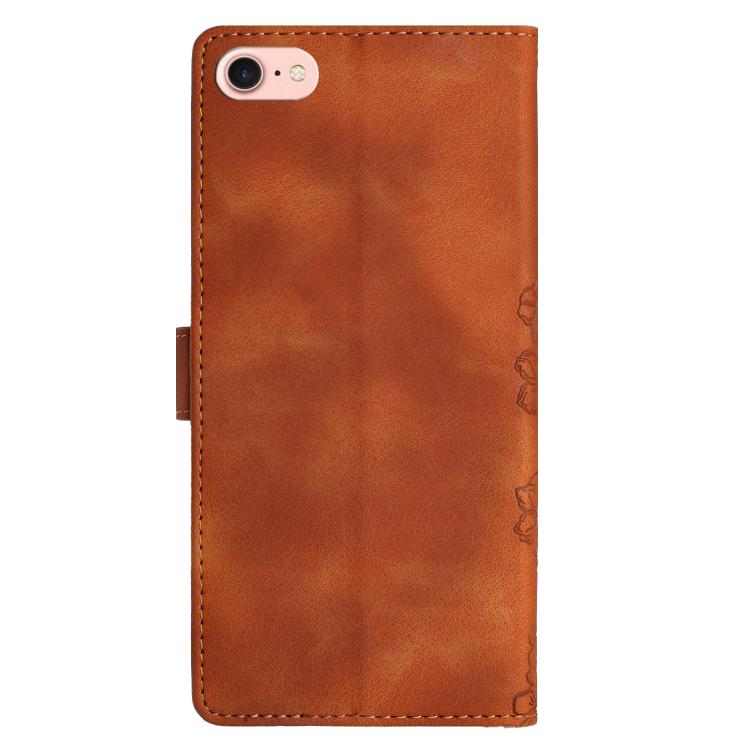 For iPhone 16e Cherry Blossom Butterfly Skin Feel Embossed PU Phone Case(Brown) - iPhone 16e Cases by PMC TechLife | Online Shopping South Africa | PMC TechLife | Buy Now Pay Later Mobicred