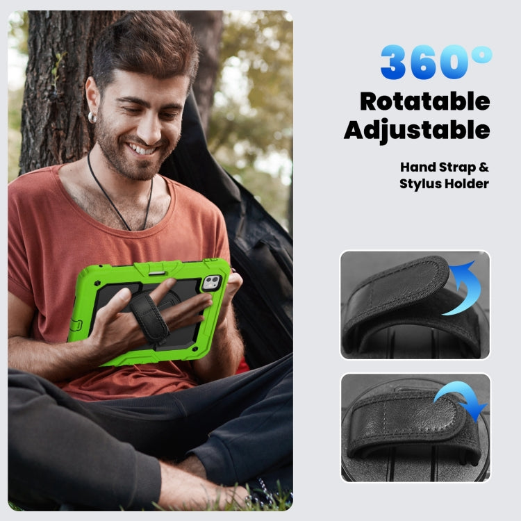 For iPad Pro 11 2024 Silicone Hybrid PC Tablet Case with Shoulder Strap(Black + Yellow Green) - iPad Pro 11 2024 Cases by PMC TechLife | Online Shopping South Africa | PMC TechLife | Buy Now Pay Later Mobicred