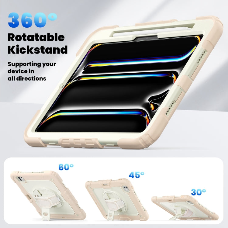 For iPad Pro 11 2024 Silicone Hybrid PC Tablet Case with Shoulder Strap(Beige + Rose Gold) - iPad Pro 11 2024 Cases by PMC TechLife | Online Shopping South Africa | PMC TechLife | Buy Now Pay Later Mobicred