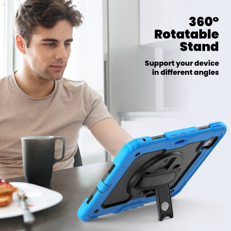 For iPad Pro 11 2024 Silicone Hybrid PC Tablet Case with Shoulder Strap(Black + Light Blue) - iPad Pro 11 2024 Cases by PMC TechLife | Online Shopping South Africa | PMC TechLife | Buy Now Pay Later Mobicred