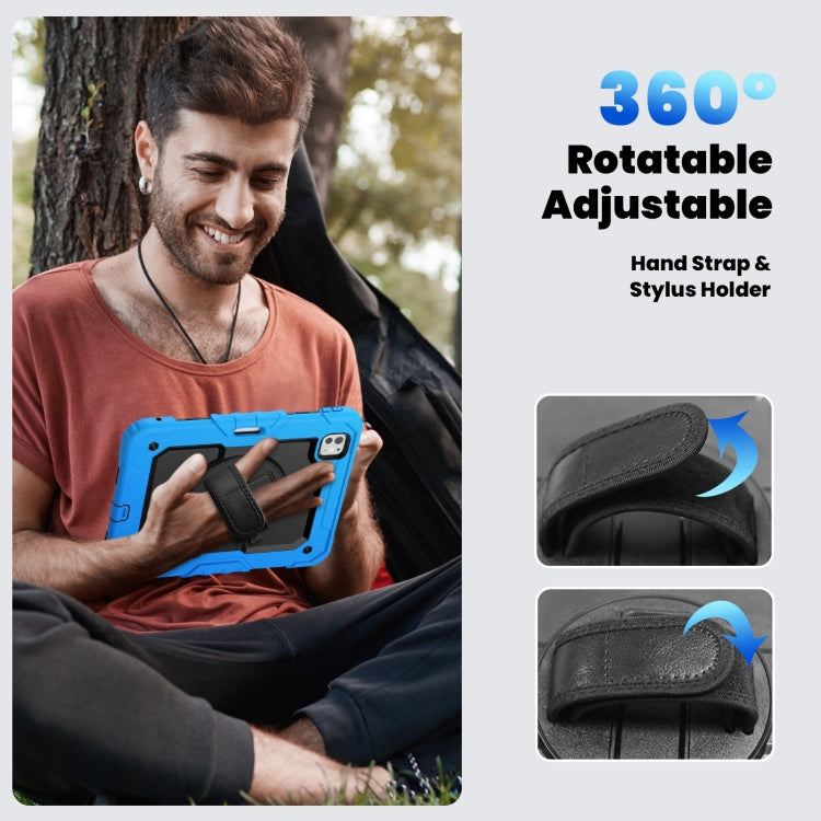For iPad Pro 11 2024 Silicone Hybrid PC Tablet Case with Shoulder Strap(Black + Light Blue) - iPad Pro 11 2024 Cases by PMC TechLife | Online Shopping South Africa | PMC TechLife | Buy Now Pay Later Mobicred