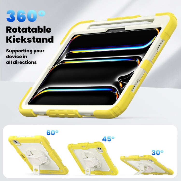 For iPad Pro 11 2024 Silicone Hybrid PC Tablet Case with Shoulder Strap(Beige + Yellow) - iPad Pro 11 2024 Cases by PMC TechLife | Online Shopping South Africa | PMC TechLife | Buy Now Pay Later Mobicred
