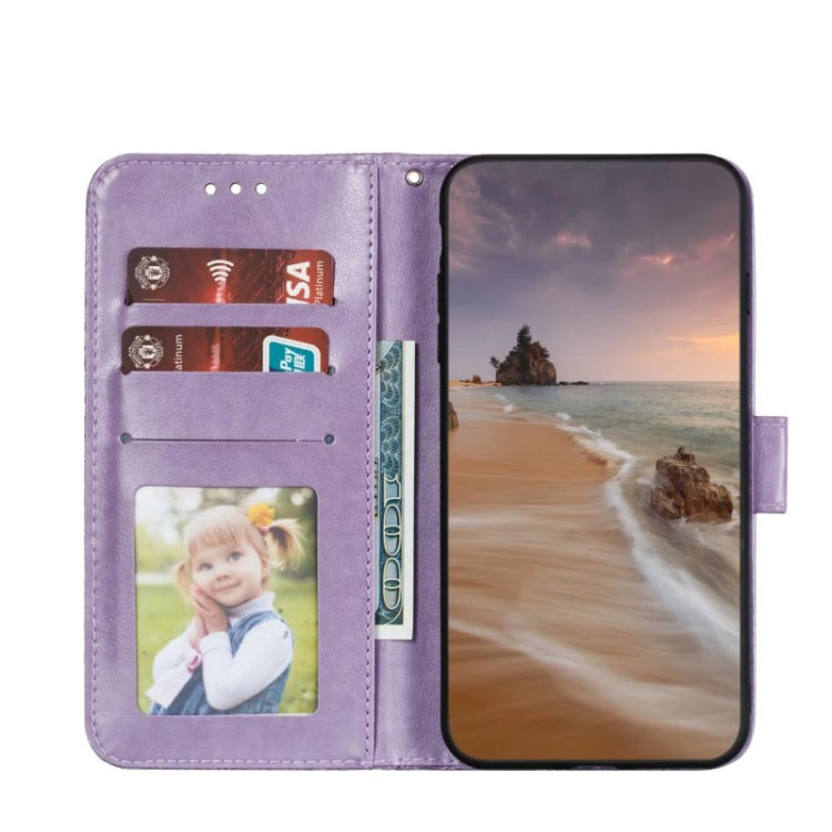 For Google Pixel 9 Pro Lace Flower Embossing Flip Leather Phone Case(Purple) - Google Cases by PMC TechLife | Online Shopping South Africa | PMC TechLife | Buy Now Pay Later Mobicred