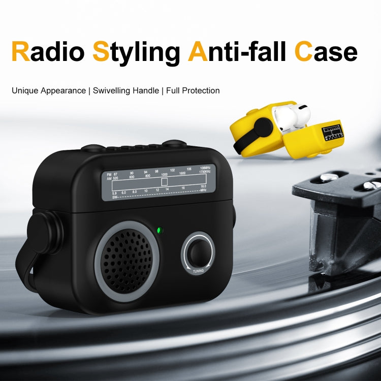 For AirPods Pro Radio Style Wireless Bluetooth Earphones Shockproof Protective Case(Yellow) - For AirPods Pro by PMC Jewellery | Online Shopping South Africa | PMC Jewellery | Buy Now Pay Later Mobicred