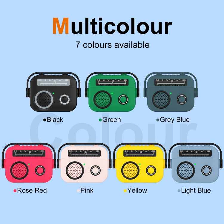 For AirPods Pro 2 Radio Style Wireless Bluetooth Earphones Shockproof Protective Case(Rose Red) - free shipping - PMC Jewellery - Order now!