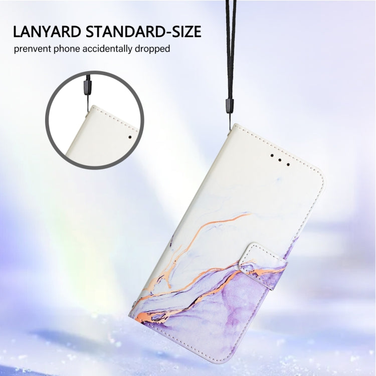 For Blackview A52 PT003 Marble Pattern Flip Leather Phone Case(White Purple) - More Brand by PMC TechLife | Online Shopping South Africa | PMC TechLife | Buy Now Pay Later Mobicred