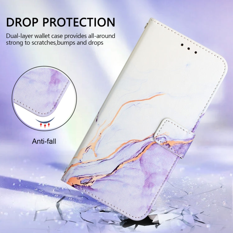 For Blackview Shark 8 PT003 Marble Pattern Flip Leather Phone Case(White Purple) - More Brand by PMC TechLife | Online Shopping South Africa | PMC TechLife | Buy Now Pay Later Mobicred