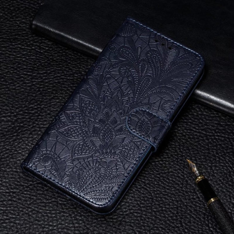 For Xiaomi Redmi K70 Lace Flower Embossing Flip Leather Phone Case(Dark Blue) - K70 Cases by PMC Jewellery | Online Shopping South Africa | PMC Jewellery | Buy Now Pay Later Mobicred