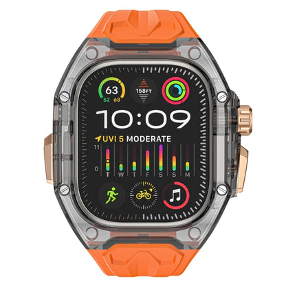 For Apple Watch Ultra 2 49mm Modified PC Hybrid TPU Watch Case Band(Orange Clear Black) - Watch Bands by PMC Jewellery | Online Shopping South Africa | PMC Jewellery | Buy Now Pay Later Mobicred