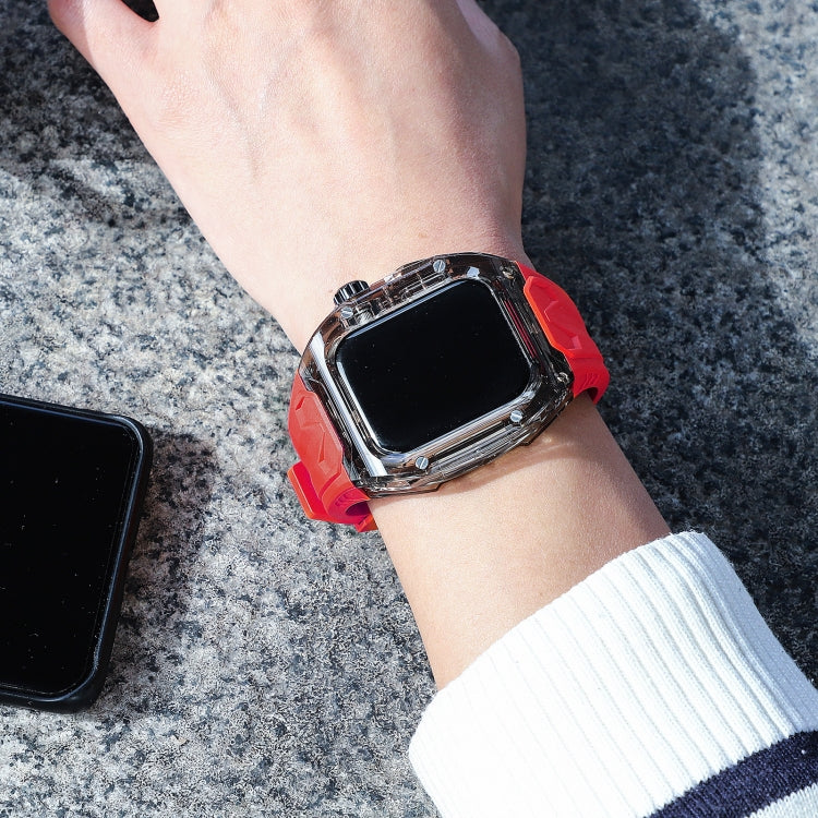 For Apple Watch Series 7 45mm Modified PC Hybrid TPU Watch Case Band(Red Clear Black) - Watch Cases by PMc TechLife | Online Shopping South Africa | PMc TechLife | Buy Now Pay Later Mobicred