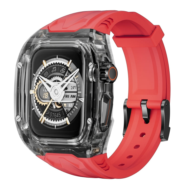 For Apple Watch SE 44mm Modified PC Hybrid TPU Watch Case Band(Red Clear Black) - free shipping - PMc TechLife - Order now!