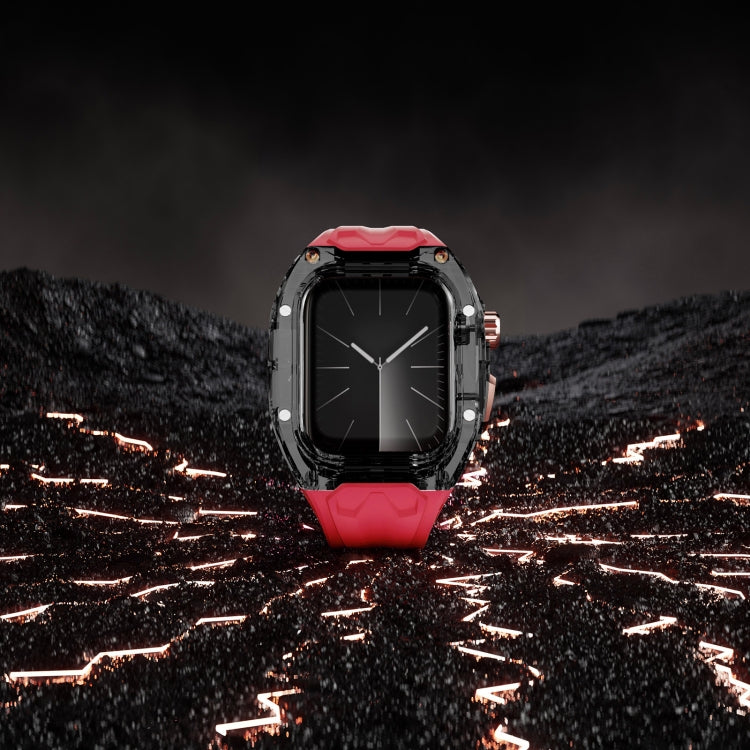 For Apple Watch SE 44mm Modified PC Hybrid TPU Watch Case Band(Red Clear Black) - free shipping - PMc TechLife - Order now!