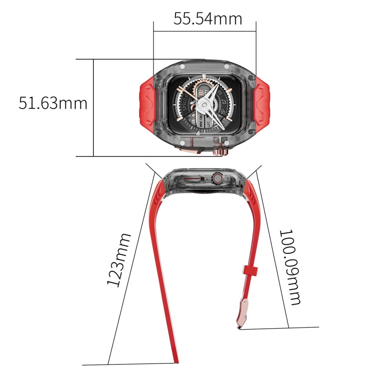 For Apple Watch Series 4 44mm Modified PC Hybrid TPU Watch Case Band(Red Clear Black) - free shipping - PMc TechLife - Order now!