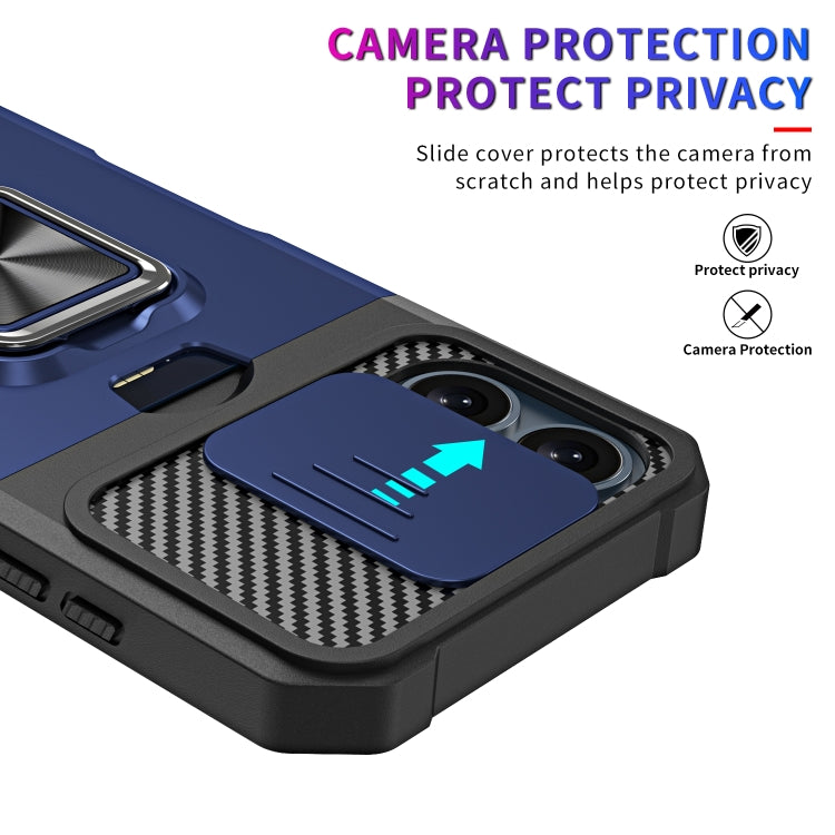 For iPhone 16 Camera Shield Card Slot PC+TPU Phone Case(Purple) - iPhone 16 Cases by PMC Jewellery | Online Shopping South Africa | PMC Jewellery | Buy Now Pay Later Mobicred