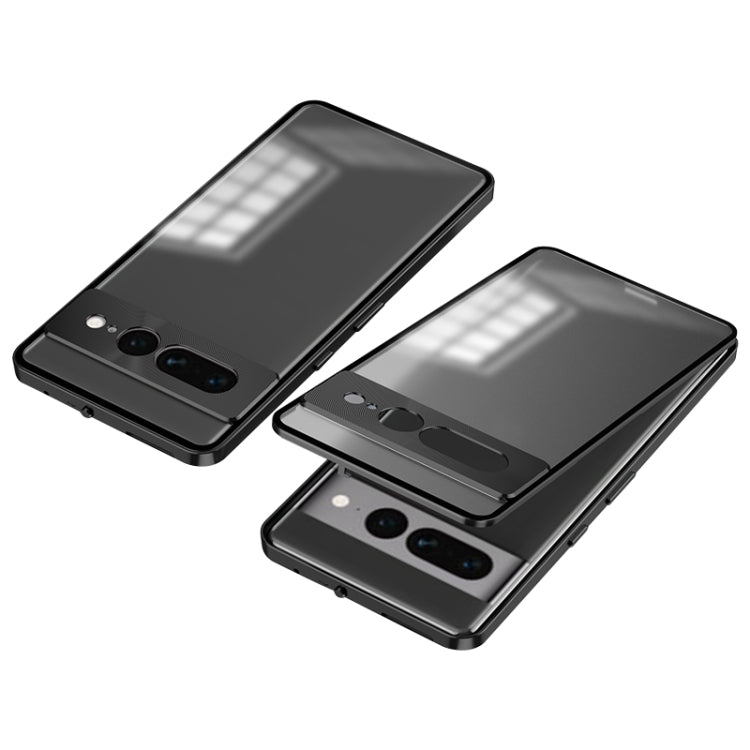 For Google Pixel 7 Pro Snap Buckle Metal Frame Frosted Phone Case(Black) - free shipping - PMC TechLife - Order now!
