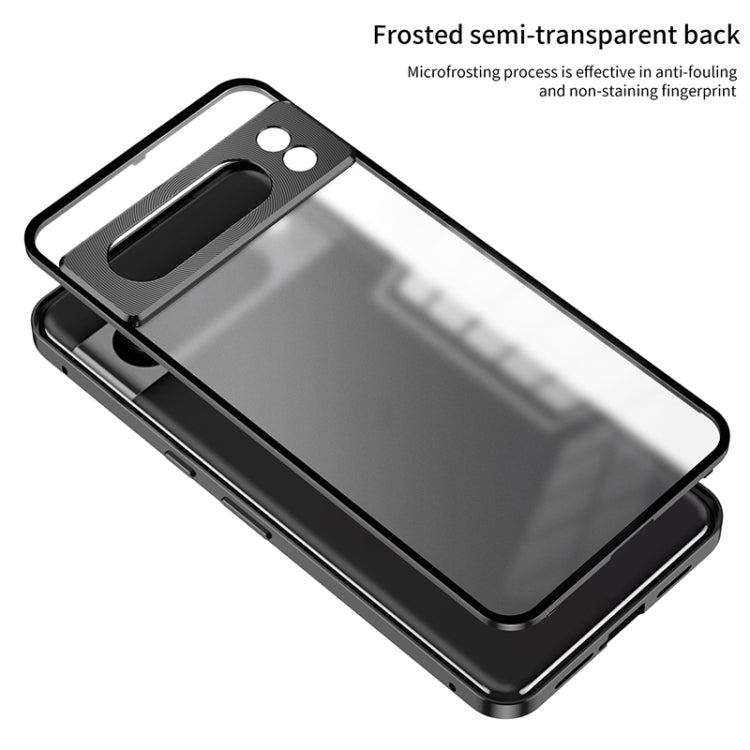 For Google Pixel 7 Snap Buckle Metal Frame Frosted Phone Case(Black) - Google Cases by PMC TechLife | Online Shopping South Africa | PMC TechLife | Buy Now Pay Later Mobicred