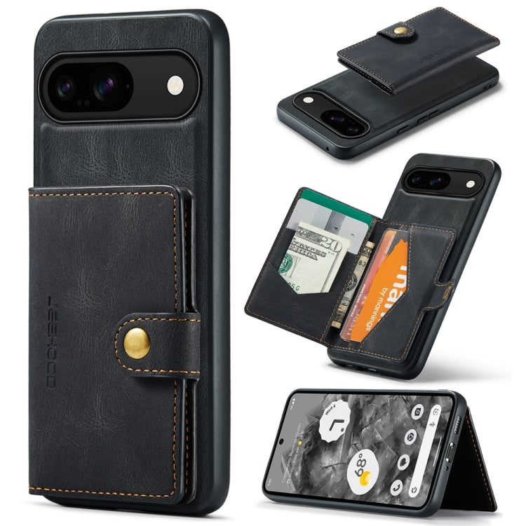 For Google Pixel 9 JEEHOOD J01 Retro Magnetic Detachable Wallet Phone Case(Black) - Google Cases by JEEHOOD | Online Shopping South Africa | PMC Jewellery | Buy Now Pay Later Mobicred