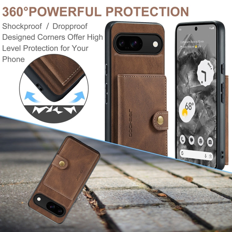 For Google Pixel 9 JEEHOOD J01 Retro Magnetic Detachable Wallet Phone Case(Brown) - Google Cases by JEEHOOD | Online Shopping South Africa | PMC Jewellery | Buy Now Pay Later Mobicred