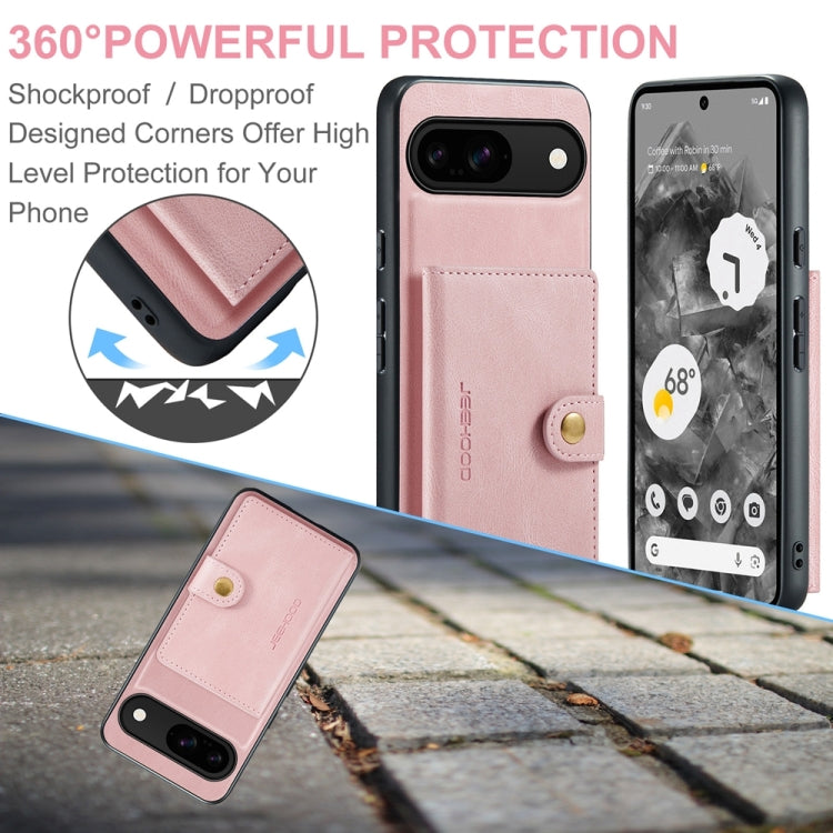 For Google Pixel 9 JEEHOOD J01 Retro Magnetic Detachable Wallet Phone Case(Pink) - Google Cases by JEEHOOD | Online Shopping South Africa | PMC Jewellery | Buy Now Pay Later Mobicred