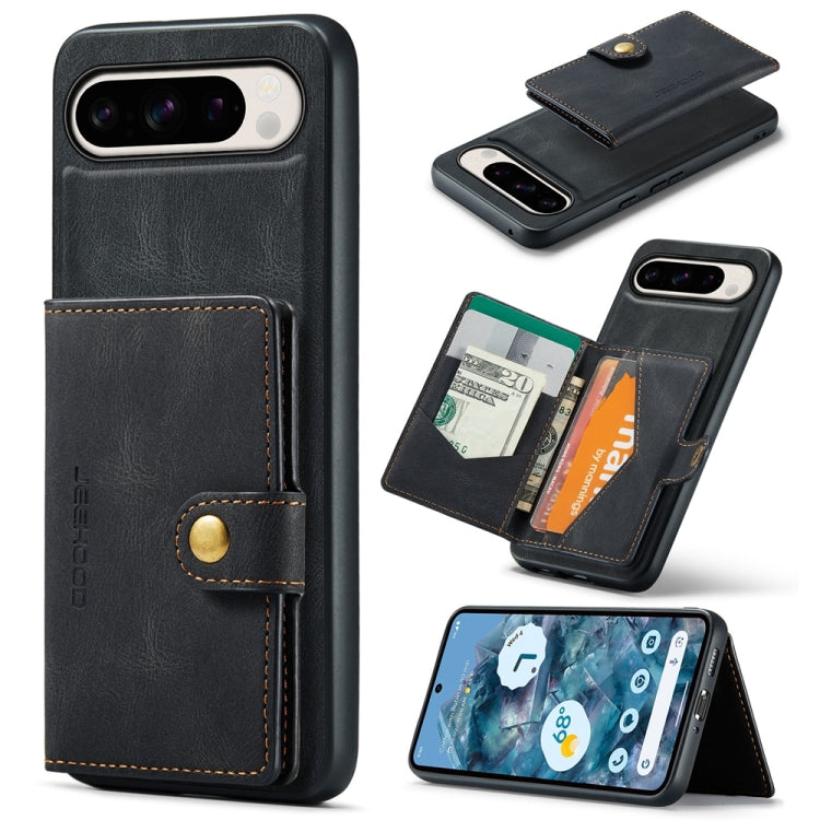 For Google Pixel 9 Pro JEEHOOD J01 Retro Magnetic Detachable Wallet Phone Case(Black) - Google Cases by JEEHOOD | Online Shopping South Africa | PMC Jewellery | Buy Now Pay Later Mobicred