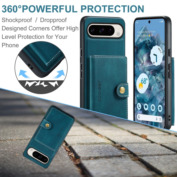 For Google Pixel 9 Pro JEEHOOD J01 Retro Magnetic Detachable Wallet Phone Case(Blue) - Google Cases by JEEHOOD | Online Shopping South Africa | PMC Jewellery | Buy Now Pay Later Mobicred