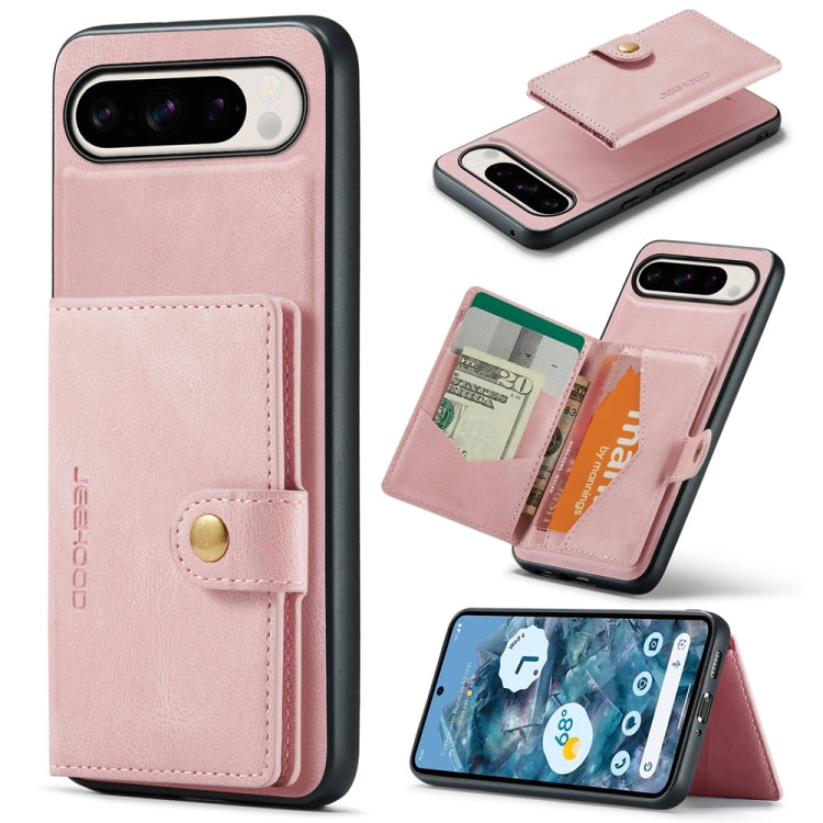 For Google Pixel 9 Pro JEEHOOD J01 Retro Magnetic Detachable Wallet Phone Case(Pink) - Google Cases by JEEHOOD | Online Shopping South Africa | PMC Jewellery | Buy Now Pay Later Mobicred