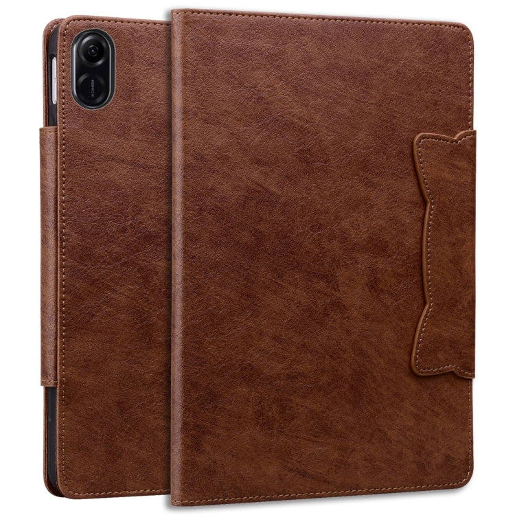 For Honor Pad X8a Cat Buckle Leather Tablet Case(Brown) - Honor by PMC TechLife | Online Shopping South Africa | PMC TechLife | Buy Now Pay Later Mobicred