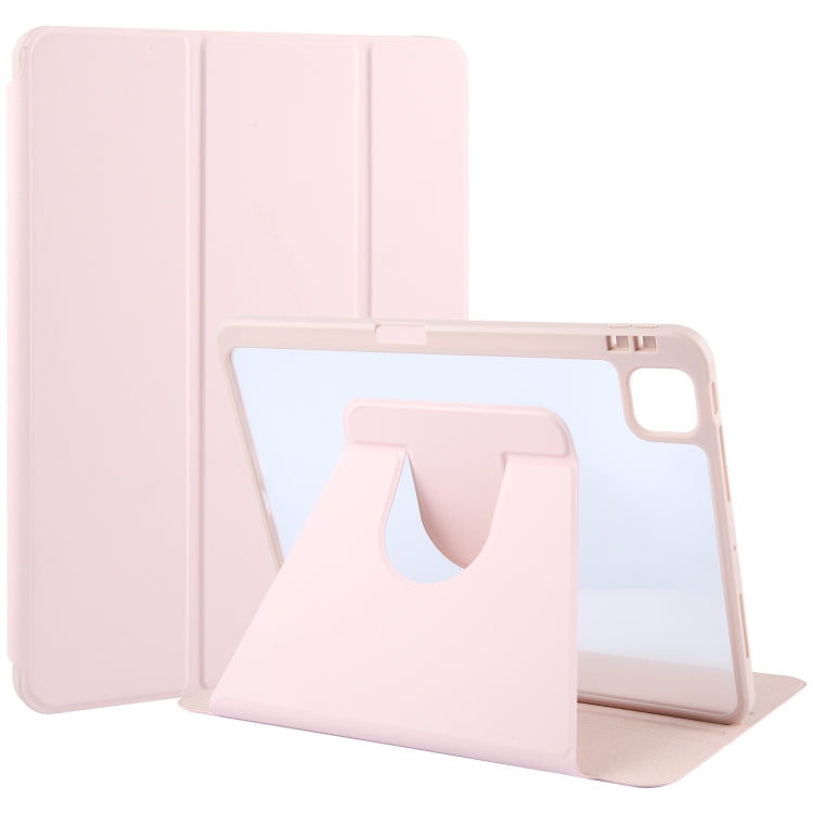 For iPad Air 11 2024 / Air 5 / Air 4 GEBEI Acrylic TPU 3-folding Rotating Smart Tablet Leather Case withh Pen Slot(Pink) - iPad Air 11 2024 Cases by GEBEI | Online Shopping South Africa | PMC Jewellery | Buy Now Pay Later Mobicred