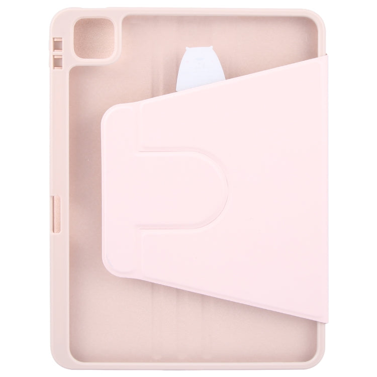 For iPad Air 11 2024 / Air 5 / Air 4 GEBEI Acrylic TPU 3-folding Rotating Smart Tablet Leather Case withh Pen Slot(Pink) - iPad Air 11 2024 Cases by GEBEI | Online Shopping South Africa | PMC Jewellery | Buy Now Pay Later Mobicred