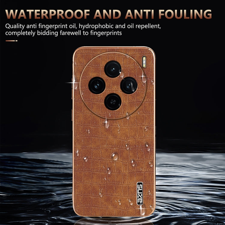 For vivo X100 5G AZNS Electroplated Frame Crocodile Texture Full Coverage Phone Case(White) - vivo Cases by AZNS | Online Shopping South Africa | PMC Jewellery | Buy Now Pay Later Mobicred